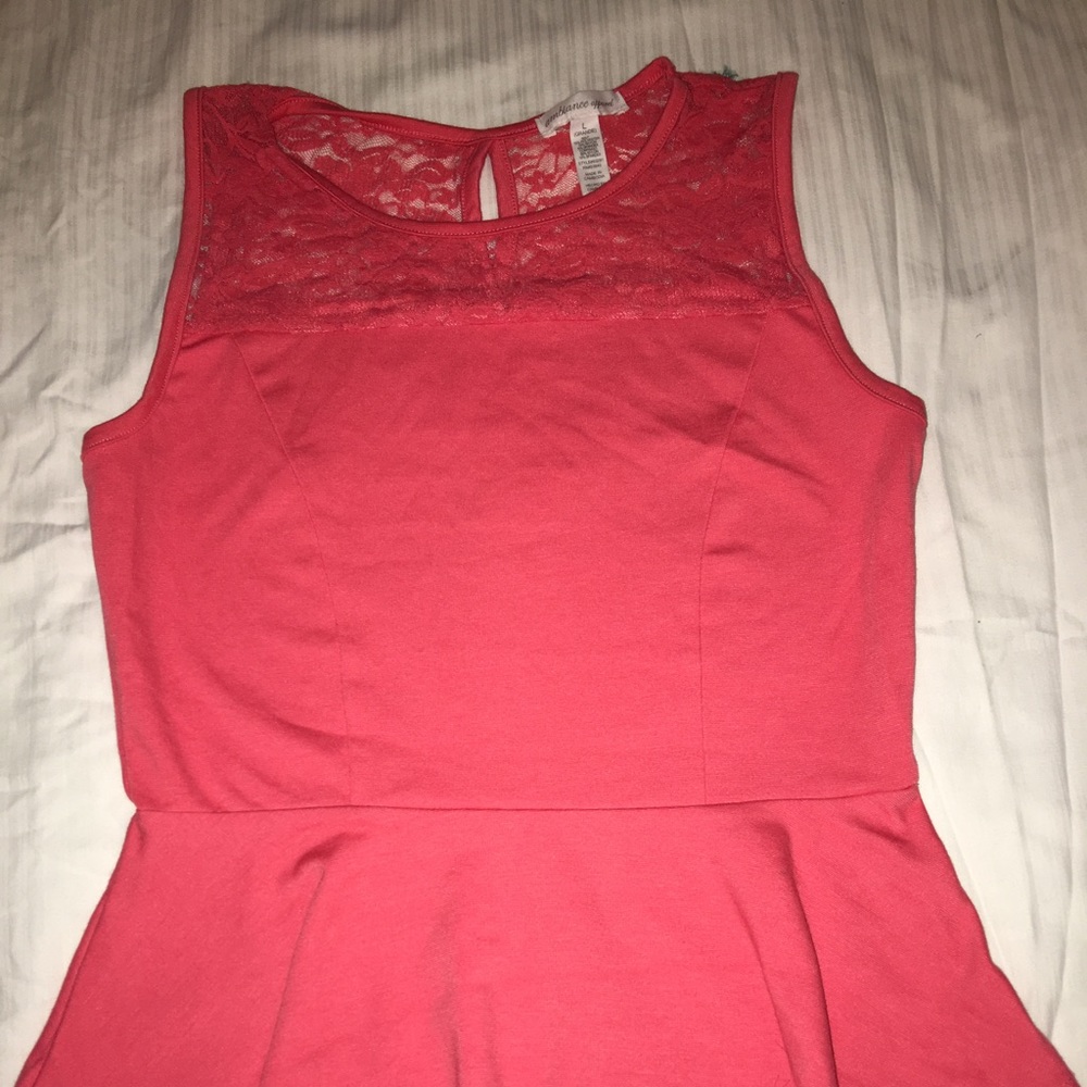 Flare Coral top with lace top section